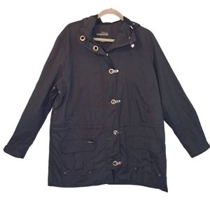 Lauren Ralph Lauren Black Lightweight Lined Hooded Windbreaker Jacket Size Large